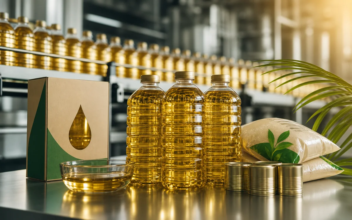 Cooking oil packaging and pantry essentials