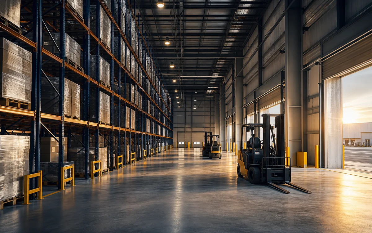 Warehouse storage racks and logistics floor